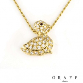 Graff 18k Yellow Gold Diamond Set Duck Pendant